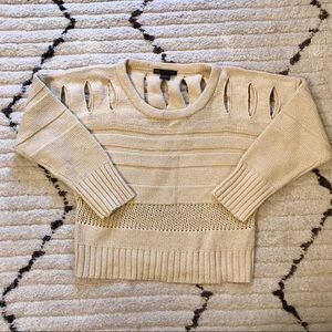 Armani Exchange Cropped Cold Shoulder Knit Sweater